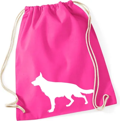 Produktbild von Huuraa Turnbeutel Deutscher Schäferhund Silhouette 12 Liter Fuchsia Baumwolle Rucksack Geschenkidee
