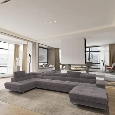 Produktbild von Masseno Ecksofa TORIVA L-S mit Schlaffunktion U-Form, Sofa mit Bettkasten, Wohnzimmersofa, Couch, Soffa, Bettsofa, Couchgarnitur- Lila, MONOLITH 62