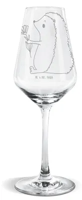 Produktbild von Mr. & Mrs. Panda Weinglas Igel Blumen - Transparent - Geschenk, Krankenhaus, krank, Weißweinkelch, Weißwein Kelch, Gute Besserung, Krankheit, Besuch, wein glas