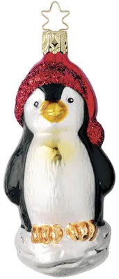 Immagine prodotto di Decorazione per l'albero di Natale: pinguino con berretto natalizio in vetro, 11,5 cm, 1 pezzo