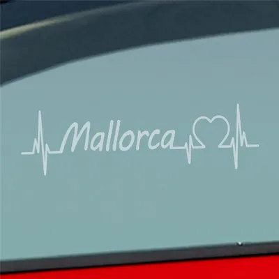 Produktbild von Auto Aufkleber Mallorca Puls Herzschlag mit Insel Motiv 19x5 cm Milchglas Sticker Heckscheibenaufkleber