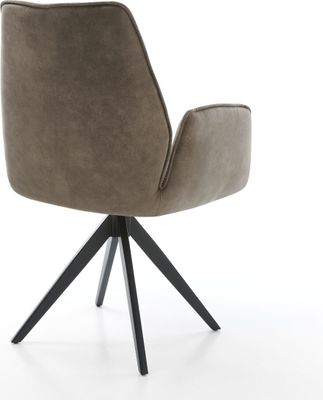 DELIFE Drehstuhl Zoa-Flex Taupe Vintage Kreuzgestell kantig Schwarz 180° drehbar