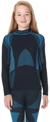 Image de Ladeheid - T-shirt thermoactif à manches longues pour enfants (filles et garçons) LASS0008 (noir/turquoise, 122-128)