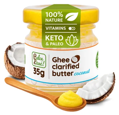Produktbild von PALCE LIZAĆ Ghee Butter Kokos 35 g Geklärte | Ayurveda, Laktosefrei, Glutenfrei | Butterreinfett, nur aus der Milch von Weidekühen, Keto