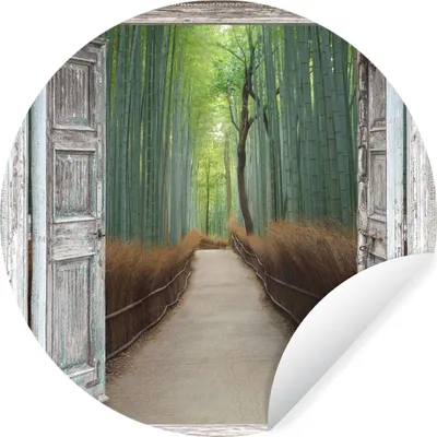 Produktbild von MuchoWow® Runde Wandtattoo - Wandsticker Tapete Aufkleber Bambus - Japan - Aussicht - Wald Ø 30 cm Selbstklebend und Repositionierbar - Wandaufkleber - Kreis - Wandbild - Fototapete - Selbstklebend - Dekoration - Wandschmuck - Schlafzimmer