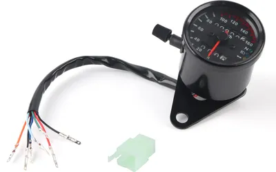 Image de Compteur universel pour moto Tachymètre à double lecture KM/H noir
