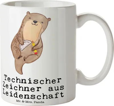 Produktbild von Mr. & Mrs. Panda Tasse Technischer Zeichner Leidenschaft - Weiß - Geschenk, kaffeetasse bedruckt, Teetasse, schöne, haferl