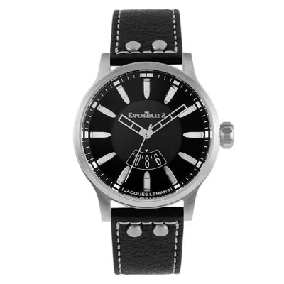 Productafbeelding van JAQUES LEMANS E-222.1 The Expendables 2, uni polshorloge, analoog, quartz, leren band