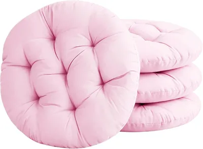 Obrázek produktu pro Kulaté polštáře na židle, průměr 40 cm, 4 kusy, růžové, vhodné pro použití v interiéru i exteriéru