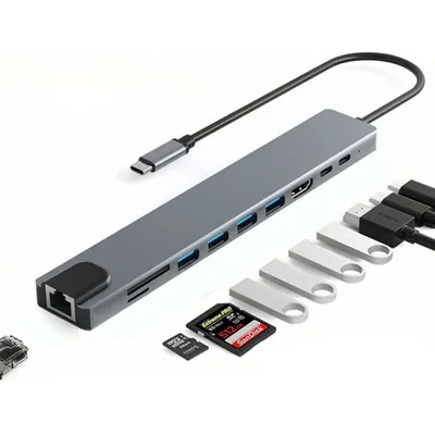 Produktbild von Laptop-Dockingstations, 10 in 1 USB C Hub Adapter, 100W Schnellaufladung Adapter, 5 Gbit/s USB 3.0-Kartenleser, 4K-HDMI-Display Docking Station