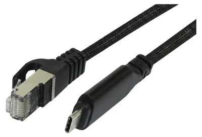 Productafbeelding van Synergy 21 USB 3.2 C naar RJ45 kabel, 3.0 meter, zwart, met textielomhulsel