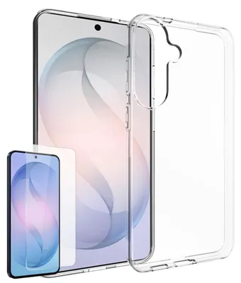 Productafbeelding van Siliconen telefoonhoesje + 9H beschermglas voor Samsung Galaxy S26 FE, TPU set, transparant