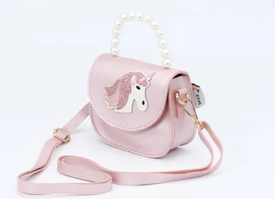 Produktbild von Tasche Einhorn Perlenbügel metallic rosa