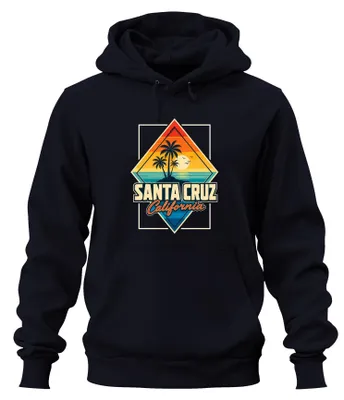 Produktbild von Santa Cruz California Retro Vintage Sonnenuntergang USA Hoodie Kapuzenpullover, Navy, M