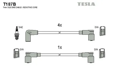 Immagine prodotto di TESLA T187B Set di cavi d'accensione Set di cavi d'accensione per ARO 240-244 SUV