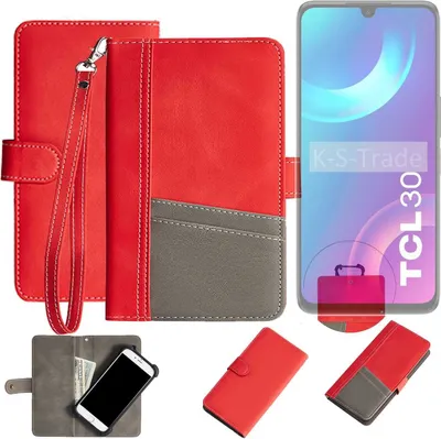 Produktbild von K-S-Trade Handy Schutzhülle für TCL 30 Hülle Portemonnee Brieftasche Klapphülle Kartenfächer Flip Wallet Case Etui