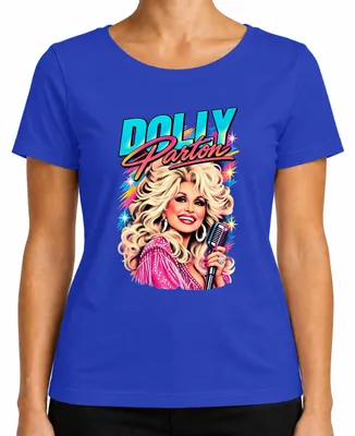 Immagine prodotto di Maglietta da donna, blu, taglia M, con la scritta "Dolly Parton, leggenda della musica country, cantante, icona retro di Nashville"
