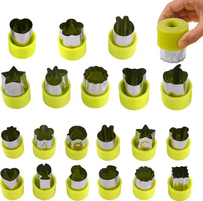 Produktbild von CANDeal Mini Cookie Cutter Set 20 Stück Für Kinder Gemüse Cutter Und Obst Stempel Form Verschiedene Formen Und Größen Edelstahl