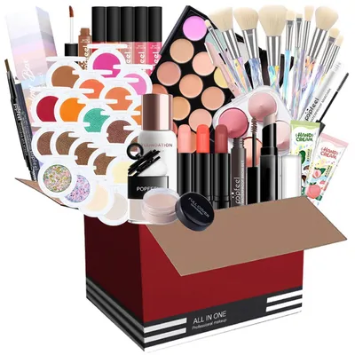 Produktbild von Schminkset 36 Teile mit Schminktasche Lidschatten Lipgloss Kosmetik Geschenkset
