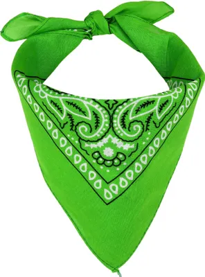 Produktbild von Bandana Tuch Paisley Muster 02 giftgrün weiß quadratisches Kopftuch