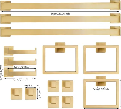 Produktbild von Handtuchstangen-Set, Edelstahl, Wandmontage, Gold