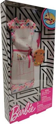 Zdjęcie produktu dla Mattel FXH98 Barbie Career Outfit Malarka, sukienka (beżowa) z pędzlem i paletą kolorów Akcesoria dla lalek