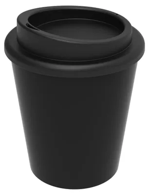 Produktbild von Mehrweg-Kaffeebecher "Premium" small -  250 ml To-Go Trinkbecher aus doppelwandigem Kunststoff mit sicherem Schraubdeckel -  Germany - Schwarz
