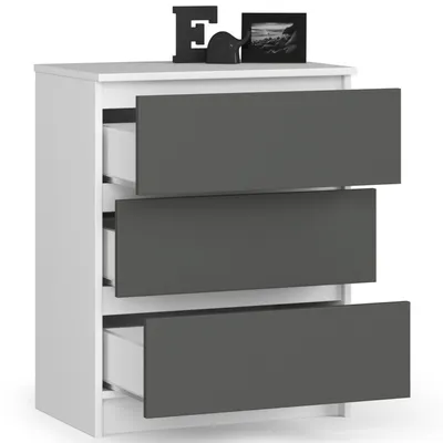 Image de Commode K60 3 tiroirs Blanc Gris graphite