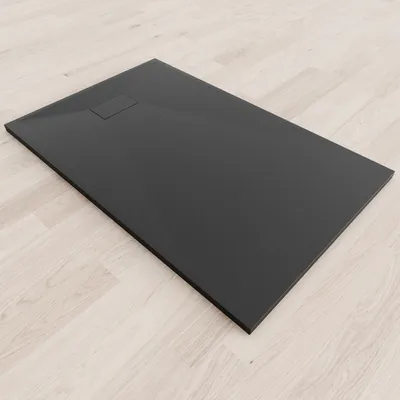 Produktbild von i-flair - SMC Duschwanne 140x90 cm mit anti-rutsch Oberfläche in schwarzer Steinoptik inkl. Ablaufgarnitur