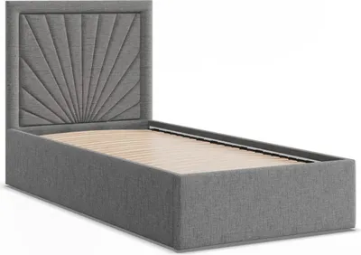 Produktbild von Polsterbett 90x200 VASTO ohne Bettkasten mit Holzlattenrost, Einzelbett mit Kopfteil Dunkelgrau Geflecht