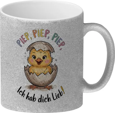 Produktbild von Ich hab dich lieb Küken Glitzer-Kaffeebecher