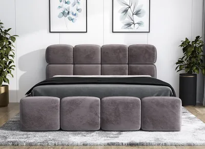 Produktbild von Polsterbett MONAKO 140 x 200 mit Matratze und Bettkasten. Farbe: Grau