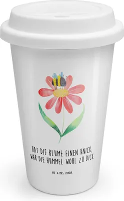 Produktbild von Mr. & Mrs. Panda Kaffeebecher To Go Hummel Blume - Weiß - Geschenk, Hummeln, Thermobecher, Natur, becher kaffee, ToGo, Mehrwegbecher, Lustige Sprüche, Biene, Wespe