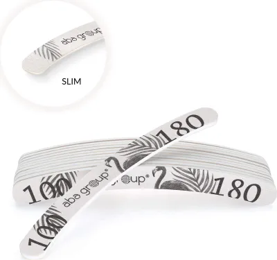 Image de Aba Group Set Lime à ongles Professionnel, Limes à ongles double face pour ongles en gel, Forme incurvée, Safe Pack, Epaisseur 4mm, Gradation 100/180, 25 pièces