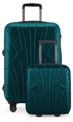 Zdjęcie produktu dla Suitline - Zestaw walizek dla EasyJet, 2-częściowy wózek pod siedzenie 45x36x20 cm + rozszerzana walizka podróżna 66 cm na bagaż 15-20 kg, mała + duża walizka, aqua green