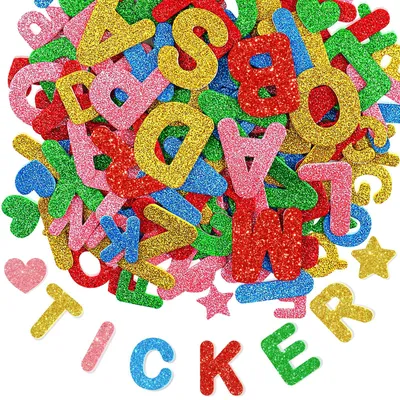 215 selbstklebende Schaumstoffbuchstaben, Alphabet, Sterne, Herzen