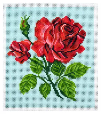 Zdjęcie produktu dla CdA Aida drukowana do haftu krzyżykowego "czerwona róża" PA1062, 14 x 16 cm