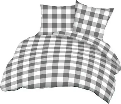 Produktbild von Kreppstoff Kissenbezug 50x60cm Grau-Weiß Kariert