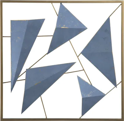 Produktbild von BELIANI Wanddekoration blau/gold 50 x 50 cm in Form von Dreiecken Quadratisch Modern