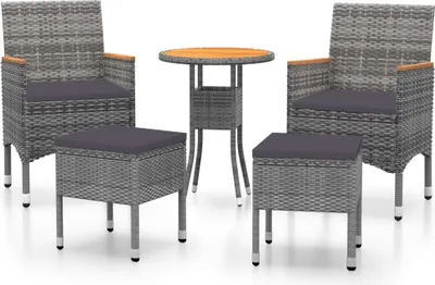 Produktbild von vidaXL 5-tlg. Garten-Lounge-Set Poly Rattan Grau