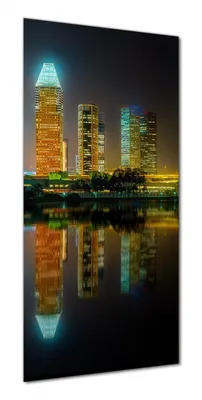 Produktbild von Wallario selbstklebende Duschrückwand 70 x 200 cm mit Motiv Singapur bei Nacht - Wandverkleidung mit Hochglanzlaminat in Glasoptik