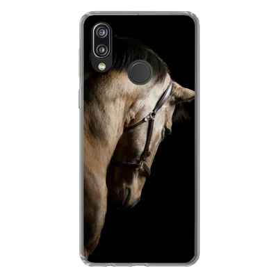 Produktbild von MuchoWow® Handyhülle Schutzhülle Hülle für Huawei P20 Lite (2020) Pferde - Halfter - Schwarz Silikon Softcase Handy Hülle - Kartenhalter