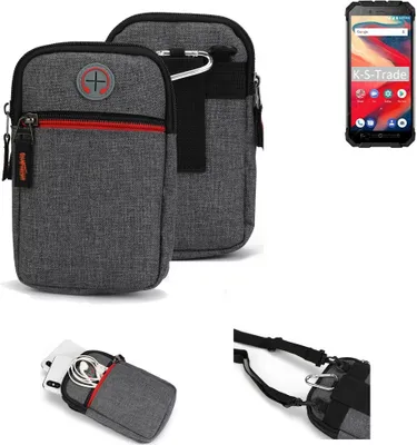 Produktbild von K-S-Trade Holster Gürtel Tasche kompatibel mit Ulefone Armor X2 Handy Tasche Schutz Hülle grau Zusatzfächer 1x