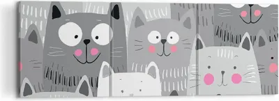 Produktbild von Bild auf Leinwand - Leinwandbild - Kittys Tiere Illustration - 120x40cm - Wand Bild - Wanddeko - Leinwanddruck - Bilder - Kunstdruck - Wanddekoration - Leinwand bilder - Wandkunst - CA120x40-2890