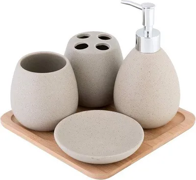 Produktbild von Famanu Badset Stilvoll und Hygienisch - Set von 5 - Lichtbraun