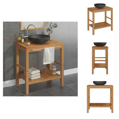 Immagine prodotto di vidaXL Lavabo in legno massiccio teak con lavabo in marmo nero - Lavabi da bagno