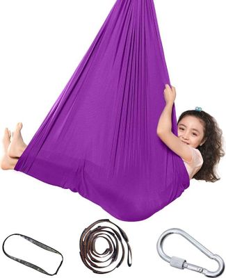 Topchances Indoor-Therapie-Schaukel für Kinder und Jugendliche, weiche Hängematten-Schaukel mit besonderen Bedürfnissen für Kinder, für Yoga, sensorische Integration, Outdoor, Camping, 1m*2.8m, Lila