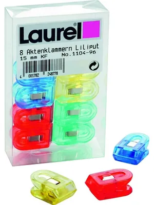 Produktbild von Briefklemmer Liliput 15x25mm VE=8 Stück Kristallfarben sortiert
