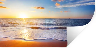 Produktbild von MuchoWow® Wandtattoo Wandsticker Wandaufkleber Strand - Meer - Sonne - Horizont 120x60 cm Selbstklebend und Repositionierbar - Sticker - Dekorfolie