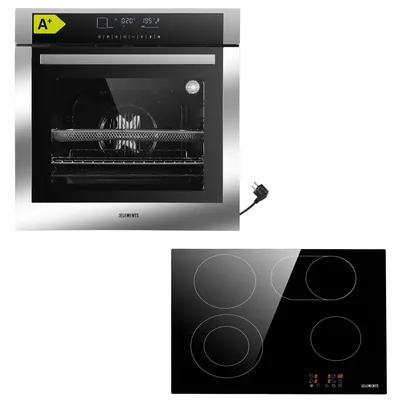 Produktbild von KB ELEMENTS Sparset, Einbauherd Set, Herdset, Glaskeramikkochfeld 60 cm, Full Touch Einbaubackofen 60cm, 15 x Funktionen, Air Fry Funktion, A+